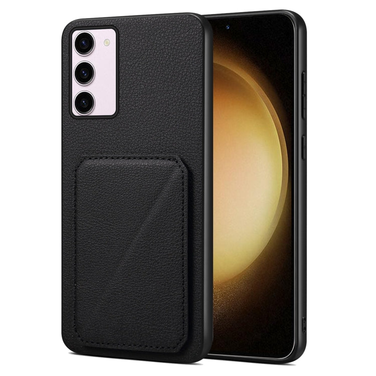 For Samsung Galaxy S23+ 5G Denior Imitation Calf Leather Back Phone Case with Holder(Black) - Galaxy S23+ 5G Cases by Denior | Online Shopping South Africa | PMC TechLife