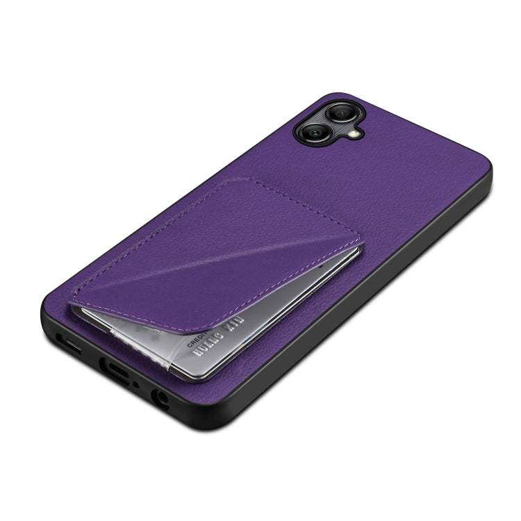 For Samsung Galaxy S23 Ultra 5G Denior Imitation Calf Leather Back Phone Case with Holder(Purple)