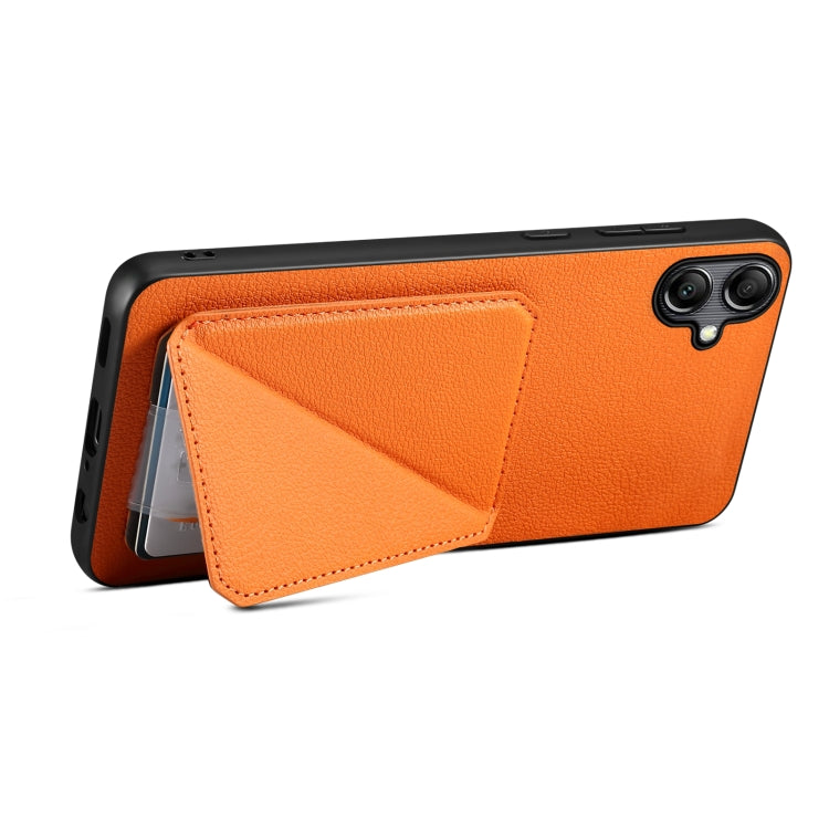 For Samsung Galaxy S24 5G Denior Imitation Calf Leather Back Phone Case with Holder(Orange) - Galaxy S24 5G Cases by Denior | Online Shopping South Africa | PMC TechLife | Buy Now Pay Later Mobicred