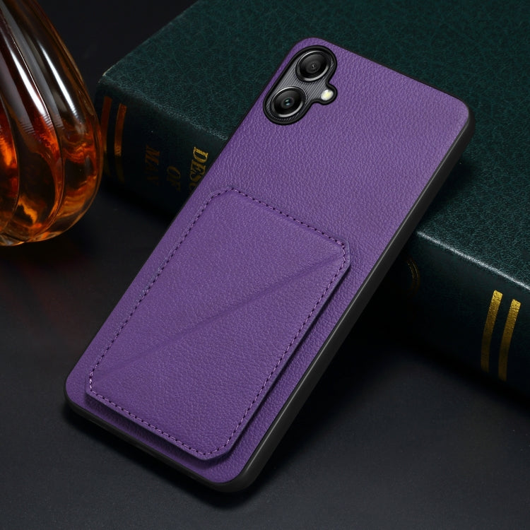 For Samsung Galaxy S24 Ultra 5G Denior Imitation Calf Leather Back Phone Case with Holder(Purple)