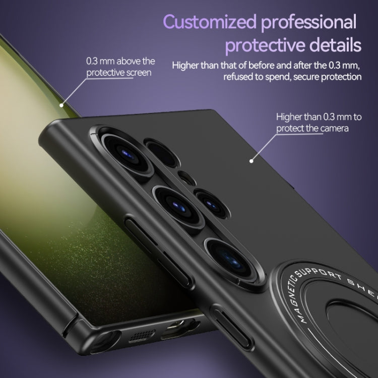 For Samsung Galaxy S24 5G Matte Magsafe Magnetic Phone Case with Trolley Holder(White) - Galaxy S24 5G Cases by PMC TechLife | Online Shopping South Africa | PMC TechLife