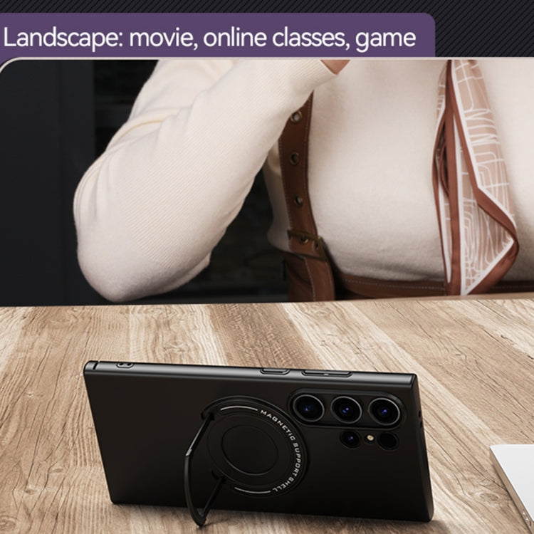 For Samsung Galaxy S24+ 5G Matte Magsafe Magnetic Phone Case with Trolley Holder(Grey) - Galaxy S24+ 5G Cases by PMC TechLife | Online Shopping South Africa | PMC TechLife