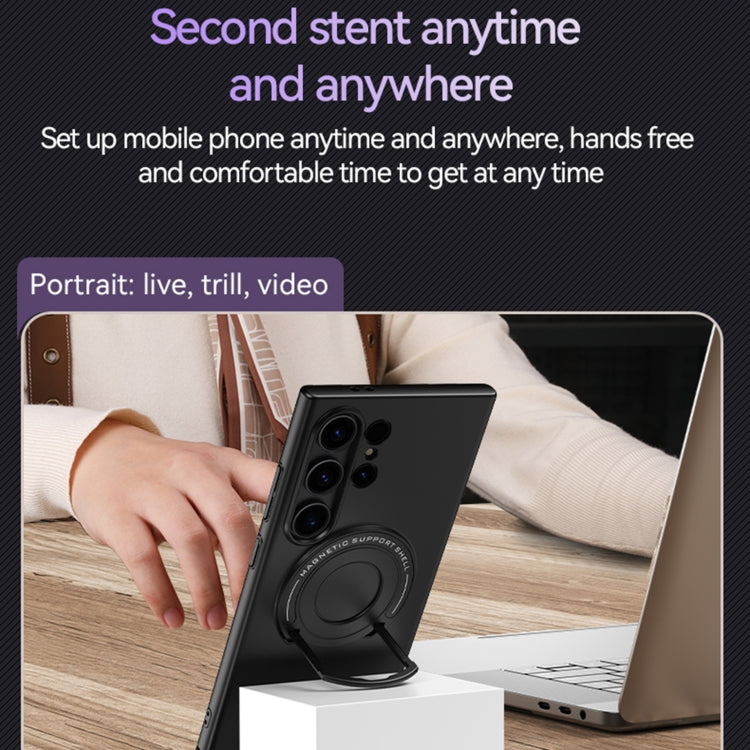 For Samsung Galaxy S24+ 5G Matte Magsafe Magnetic Phone Case with Trolley Holder(Grey) - Galaxy S24+ 5G Cases by PMC TechLife | Online Shopping South Africa | PMC TechLife