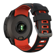 Compatible with Garmin Instinct 2X Two Color Silicone Watch Band(Black Red)