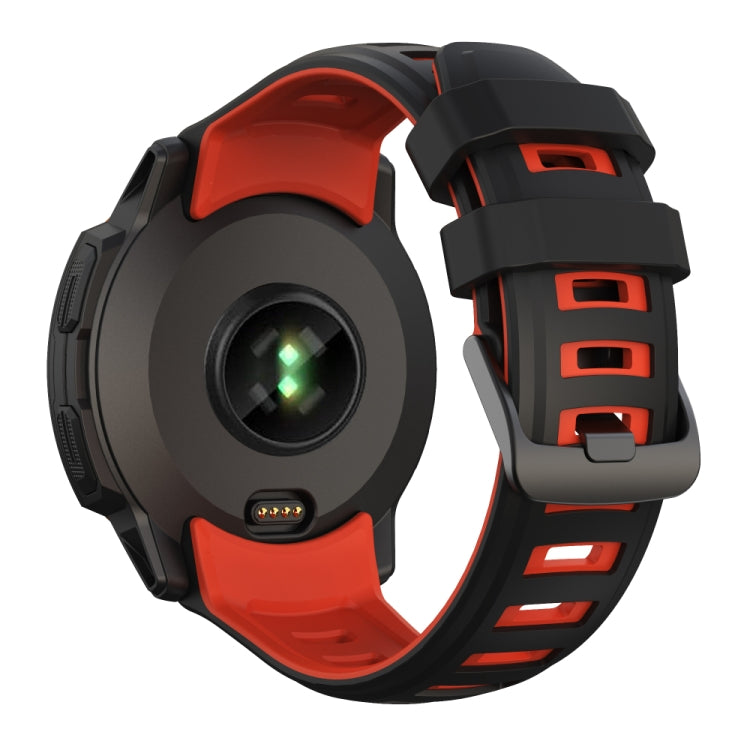 Compatible with Garmin Instinct 2X Two Color Silicone Watch Band(Black Red)