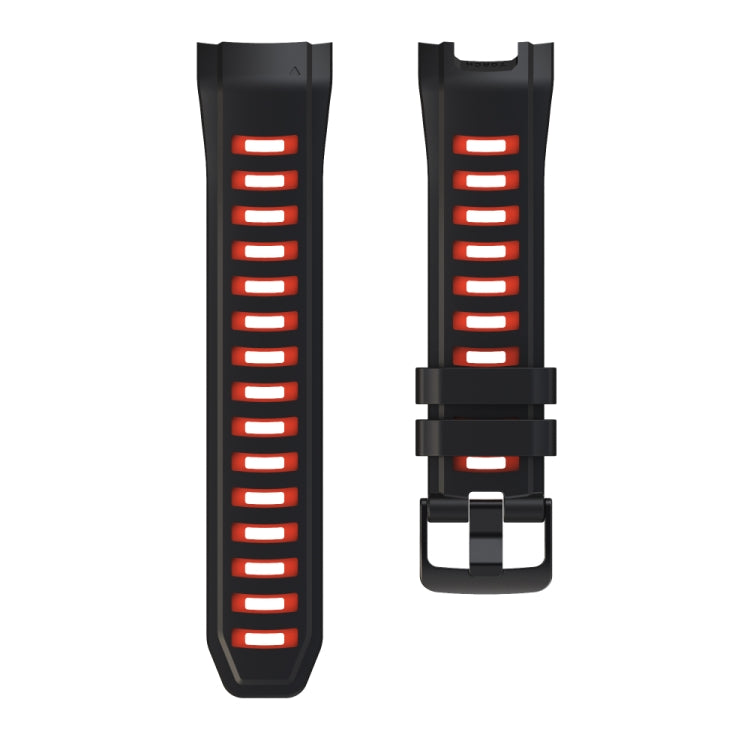 Compatible with Garmin Instinct 2X Two Color Silicone Watch Band(Black Red)
