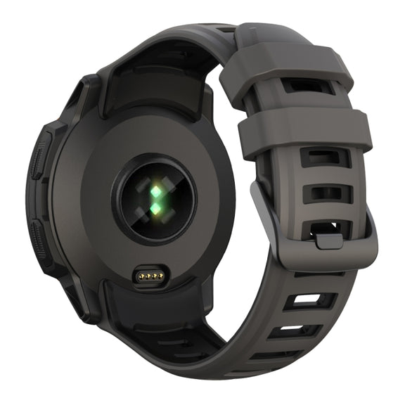 Compatible with Garmin Instinct 2X Two Color Silicone Watch Band(Black)
