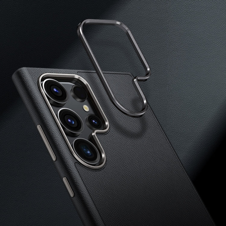 For Samsung Galaxy S24 5G Magsafe Magnetic Plain Leather Phone Case(Black) - Galaxy S24 5G Cases by PMC TechLife | Online Shopping South Africa | PMC TechLife