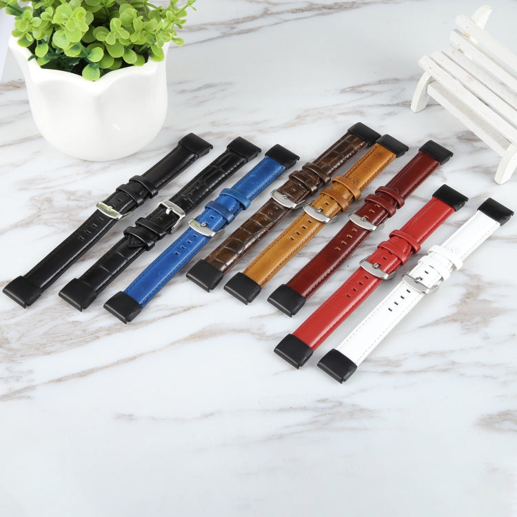 Compatible with Garmin Fenix 7 22mm Bamboo Joint Texture Genuine Leather Watch Band(Red) - Watch Bands by PMC TechLife | Online Shopping South Africa | PMC TechLife | Buy Now Pay Later Mobicred