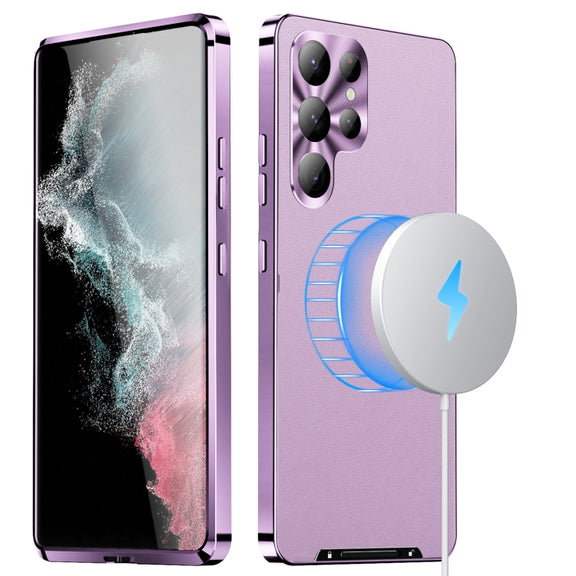 For Samsung Galaxy S24 Ultra 5G MagSafe Magnetic Plain Metal Phone Case(Purple)
