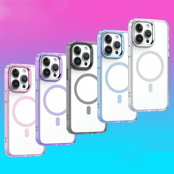 For iPhone 15 Pro Max MagSafe Magnetic Clear Phone Case(Pink)