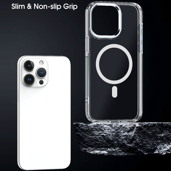 For iPhone 14 Pro MagSafe Magnetic Clear Phone Case(Black)