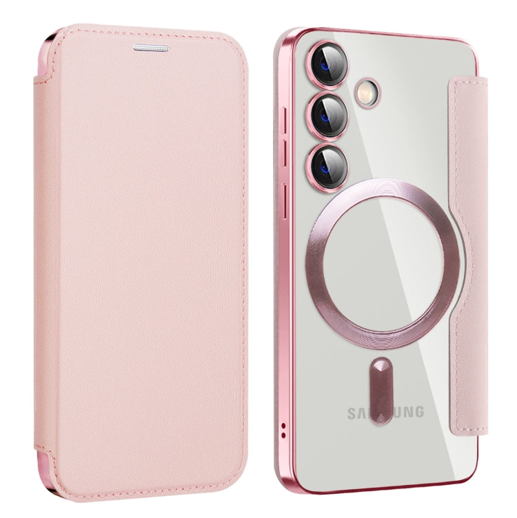 For Samsung Galaxy S24 5G MagSafe Magnetic RFID Anti-theft Leather Phone Case(Pink) - Galaxy S24 5G Cases by PMC TechLife | Online Shopping South Africa | PMC TechLife | Buy Now Pay Later Mobicred