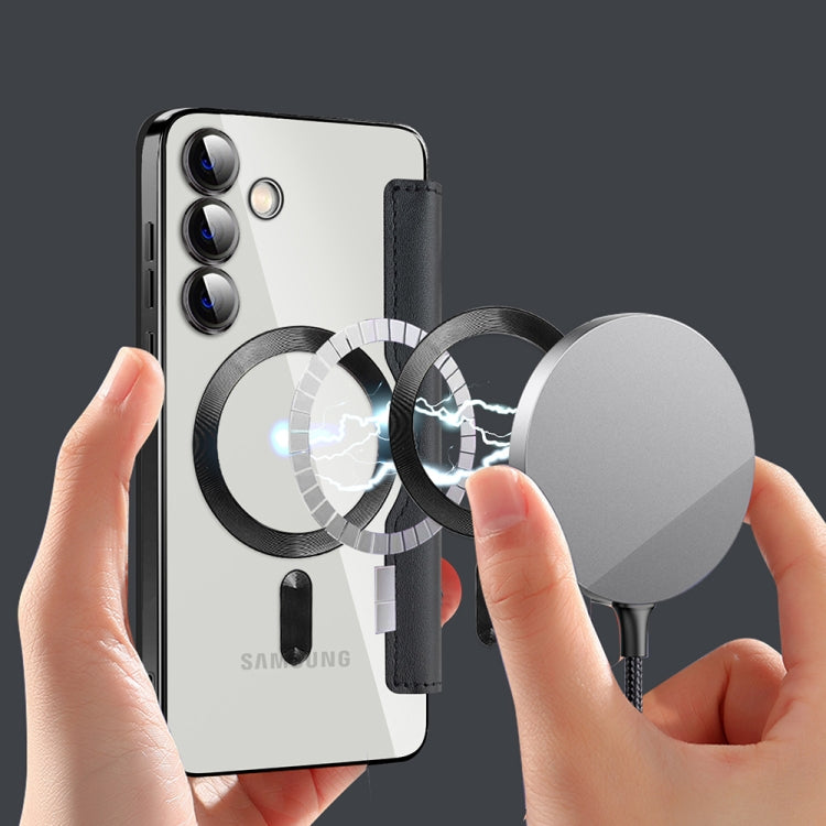 For Samsung Galaxy S24 5G MagSafe Magnetic RFID Anti-theft Leather Phone Case(Pink) - Galaxy S24 5G Cases by PMC TechLife | Online Shopping South Africa | PMC TechLife | Buy Now Pay Later Mobicred