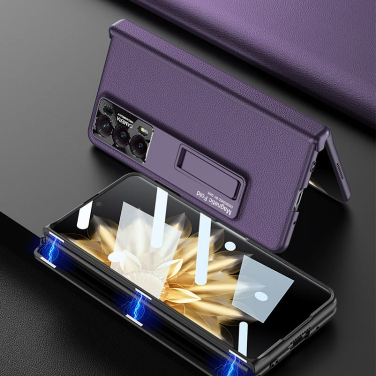 For Honor Magic V2 GKK Integrated Magnetic Hinge Flip Leather Phone Case with Holder(Carbon Fibre) - free shipping - PMC TechLife - Order now!