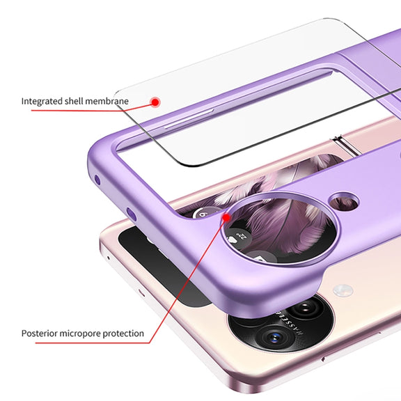 For OPPO Find N3 Flip GKK Integrated Ultra-thin Full Coverage Phone Case with Ring Holder(Black)