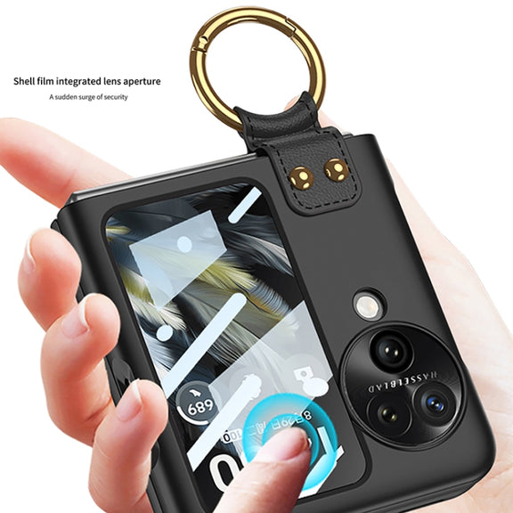 For OPPO Find N3 Flip GKK Integrated Ultra-thin Full Coverage Phone Case with Ring Holder(Purple)