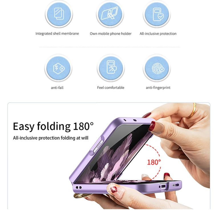 For OPPO Find N3 Flip GKK Integrated Ultra-thin Full Coverage Phone Case with Ring Holder(Purple)