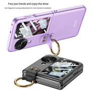 For OPPO Find N3 Flip GKK Integrated Ultra-thin Full Coverage Phone Case with Ring Holder(Pink)