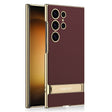 For Samsung Galaxy S24 Ultra 5G GKK Triumph Ultra-Thin Plain Leather Phone Case with Holder(Brown) - free shipping - PMC TechLife - Order now!