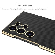 For Samsung Galaxy S24 Ultra 5G GKK Triumph Ultra-Thin Plain Leather Phone Case with Holder(Brown)