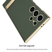 For Samsung Galaxy S24 Ultra 5G GKK Triumph Ultra-Thin Plain Leather Phone Case with Holder(Brown)