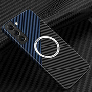 For Samsung Galaxy S24+ 5G Carbon Fiber Texture MagSafe Magnetic Phone Case(Black Blue)
