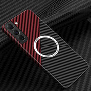 For Samsung Galaxy S24+ 5G Carbon Fiber Texture MagSafe Magnetic Phone Case(Black Red)