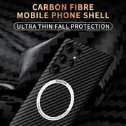 For Samsung Galaxy S24 Ultra 5G Carbon Fiber Texture MagSafe Magnetic Phone Case(Green)