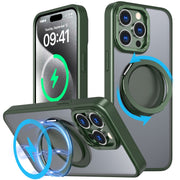 For iPhone 15 Pro Max 360-degree Rotating MagSafe Magnetic Holder Phone Case(Green)