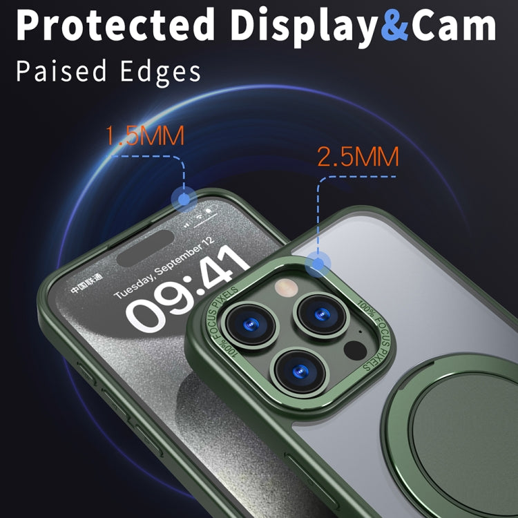 For iPhone 15 Pro Max 360-degree Rotating MagSafe Magnetic Holder Phone Case(Green)