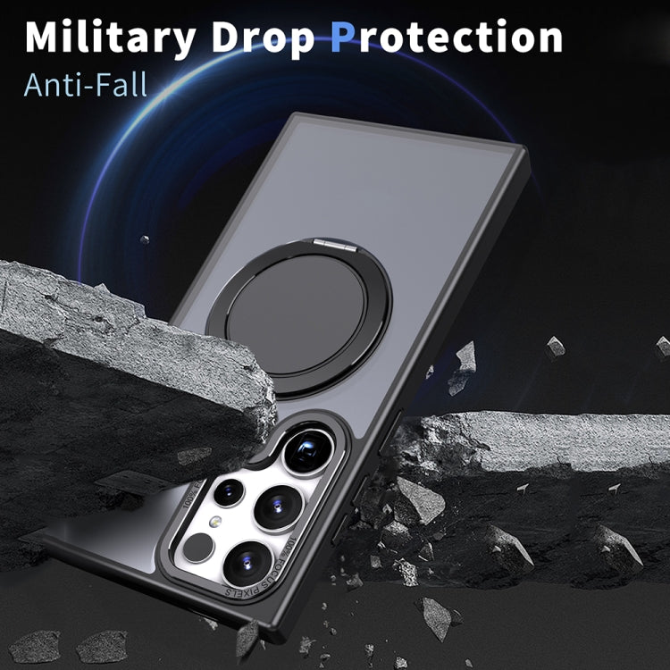 For Samsung Galaxy S23 Ultra 5G 360-degree Rotating MagSafe Magnetic Holder Phone Case(Black)