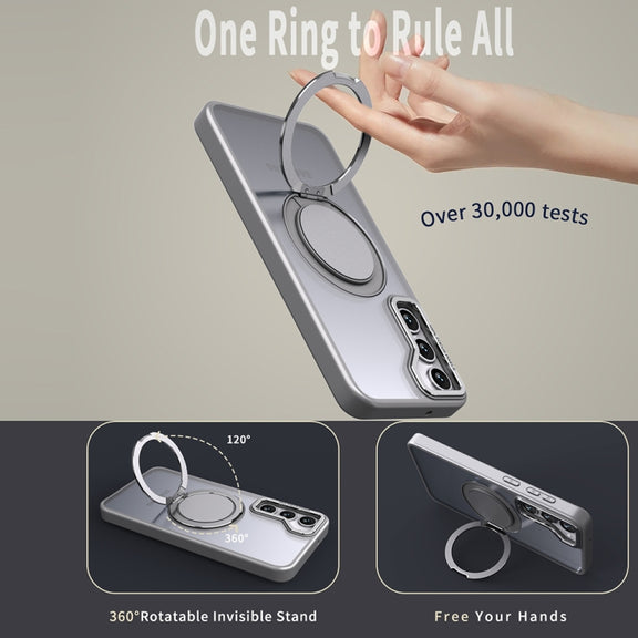For Samsung Galaxy S24 5G 360-degree Rotating MagSafe Magnetic Holder Phone Case(Titanium Grey)