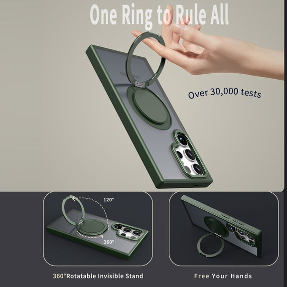 For Samsung Galaxy S24 Ultra 5G 360-degree Rotating MagSafe Magnetic Holder Phone Case(Green)