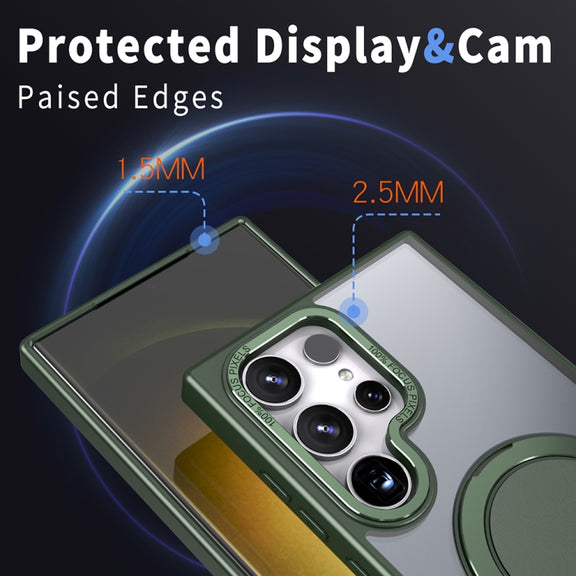 For Samsung Galaxy S24 Ultra 5G 360-degree Rotating MagSafe Magnetic Holder Phone Case(Green)