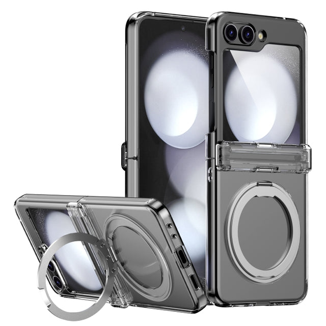 For Samsung Galaxy Z Flip5 5G 360 Degree Stand MagSafe Magnetic All-inclusive Phone Case(Transparent)
