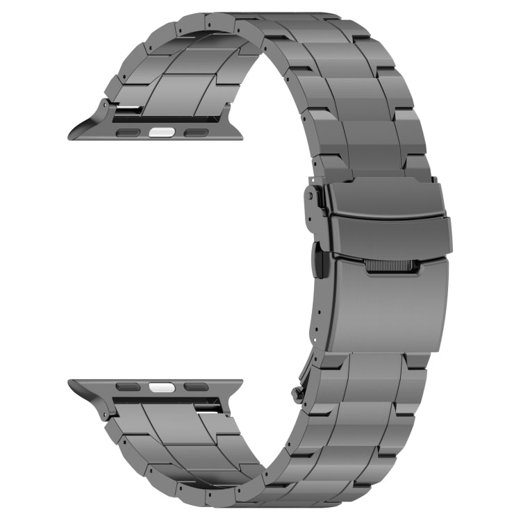 For Apple Watch Series 9 45mm Safety Buckle Trapezoid Titanium Steel Watch Band(Grey) - Watch Bands by PMC TechLife | Online Shopping South Africa | PMC TechLife