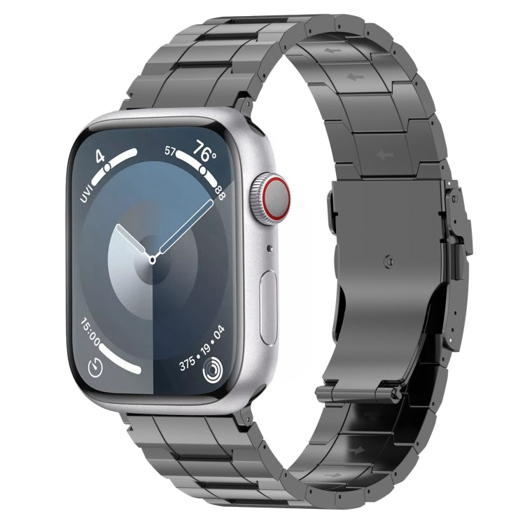 For Apple Watch Series 7 45mm Safety Buckle Trapezoid Titanium Steel Watch Band(Grey) - Watch Bands by PMC TechLife | Online Shopping South Africa | PMC TechLife