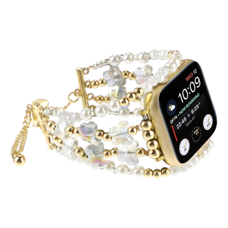 For Apple Watch Series 9 41mm Butterfly Chain Bracelet Metal Watch Band(Transparent Gold) - Watch Bands by PMC TechLife | Online Shopping South Africa | PMC TechLife