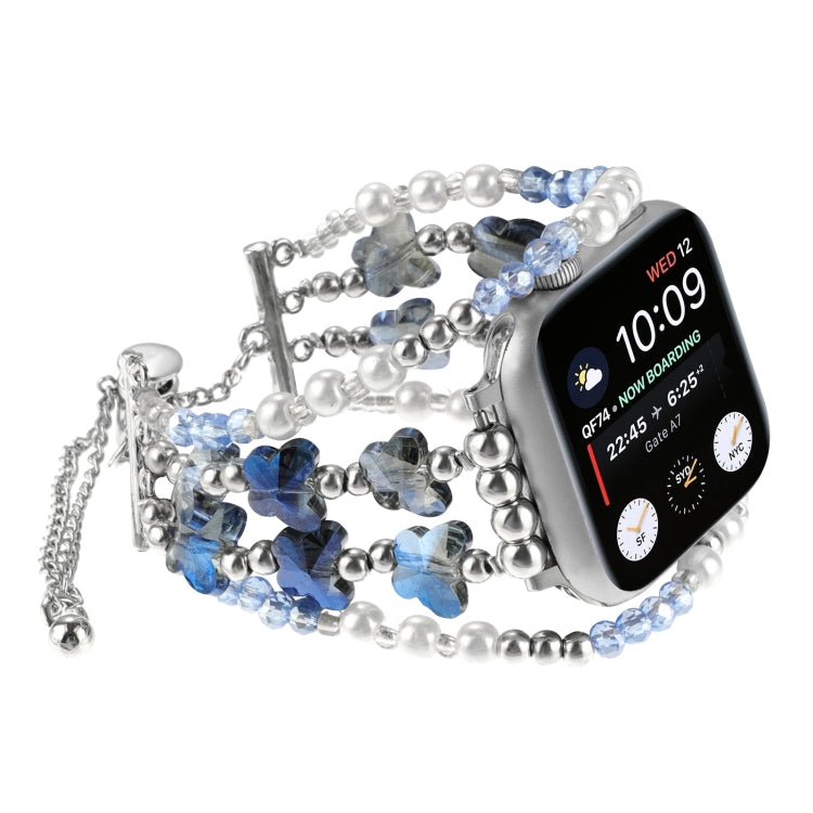 For Apple Watch Series 3 38mm Butterfly Chain Bracelet Metal Watch Band(Blue) - Watch Bands by PMC TechLife | Online Shopping South Africa | PMC TechLife | Buy Now Pay Later Mobicred