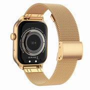 2.01 inch Milanese Steel Strap Bluetooth Call Smart Watch Support Heart Rate Monitoring / Non-invasive Blood Sugar(Gold)