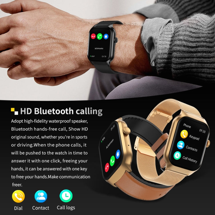 2.01 inch Milanese Steel Strap Bluetooth Call Smart Watch Support Heart Rate Monitoring / Non-invasive Blood Sugar(Gold) - free shipping - PMC TechLife - Order now!