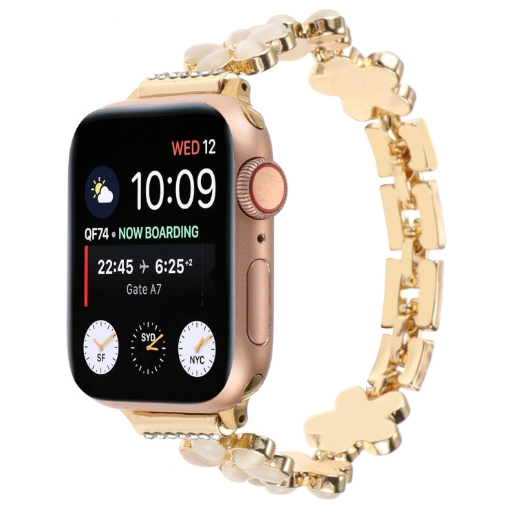 For Apple Watch SE 2023 44mm 5-petaled Flower Zinc Alloy Chain Watch Band(Gold) - Watch Bands by PMC TechLife | Online Shopping South Africa | PMC TechLife