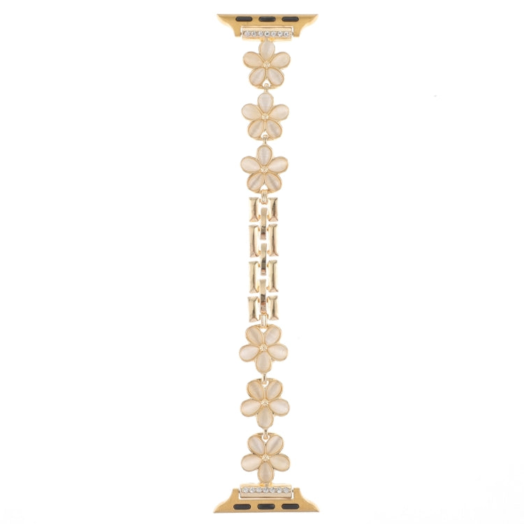 For Apple Watch SE 2023 44mm 5-petaled Flower Zinc Alloy Chain Watch Band(Gold) - Watch Bands by PMC TechLife | Online Shopping South Africa | PMC TechLife