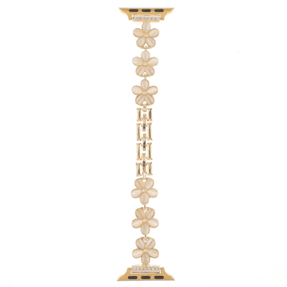 For Apple Watch SE 2023 44mm 5-petaled Flower Zinc Alloy Chain Watch Band(Gold)