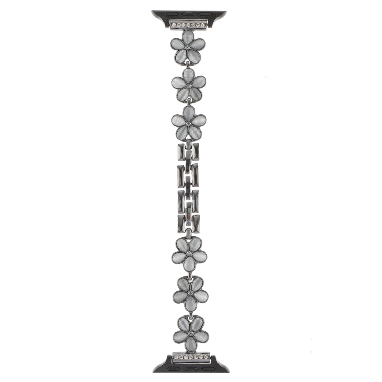 For Apple Watch Series 8 45mm 5-petaled Flower Zinc Alloy Chain Watch Band(Black) - Watch Bands by PMC TechLife | Online Shopping South Africa | PMC TechLife | Buy Now Pay Later Mobicred