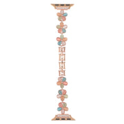 For Apple Watch Series 8 45mm 5-petaled Flower Zinc Alloy Chain Watch Band(Rose Gold Colorful)