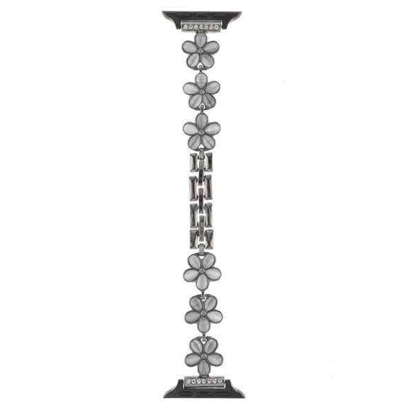 For Apple Watch SE 2022 44mm 5-petaled Flower Zinc Alloy Chain Watch Band(Black)