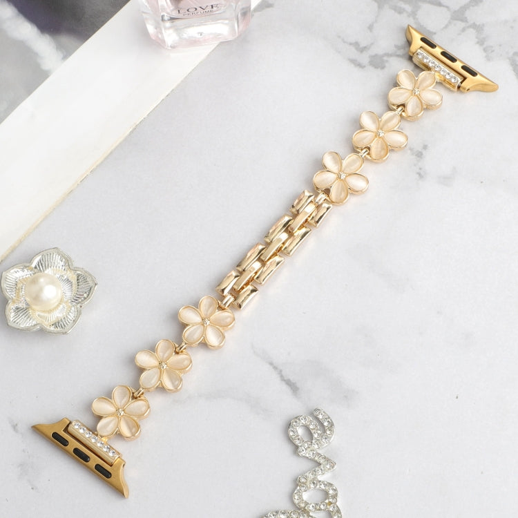 For Apple Watch SE 2022 44mm 5-petaled Flower Zinc Alloy Chain Watch Band(Gold) - free shipping - PMC TechLife - Order now!