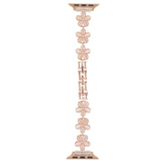 For Apple Watch SE 44mm 5-petaled Flower Zinc Alloy Chain Watch Band(Rose Gold)